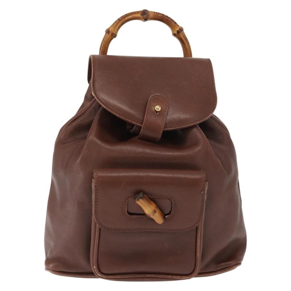Gucci Bamboo Leather Backpack Brown